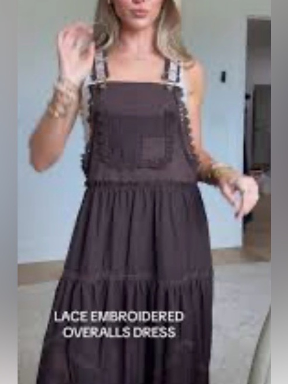 GacakY Brown Dress with Embroidered Strap Size XL